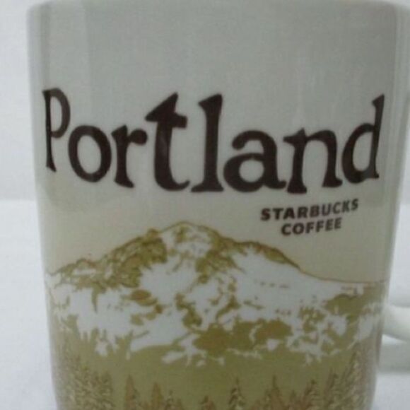 Starbucks Portland Collectible Coffee Cup Cream  City Mountains 20 Oz Logo Mug - Picture 9 of 9